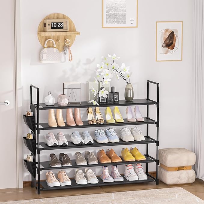 Shoe Rack 5 Tier Shoe Organizer Storage 20-25 Pairs Shoes Rack for Closet Shoes Rack Organizer Entryway Shoe Holder Space Saving Shoe Shelf Shoe Stand Large Tall Shoes Tower Garage Door-NeatNest