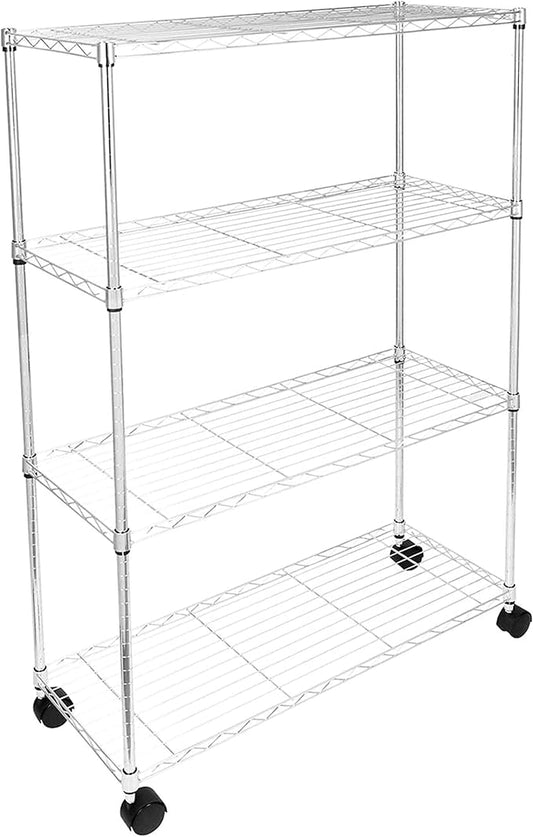 HealSmart Heavy Duty 4-Shelf Storage Shelving Unit, 35.83D x 13.98W x 55.91H Steel Organizer Wire Rack with 1000Lb Capacity, Chrome-NeatNest