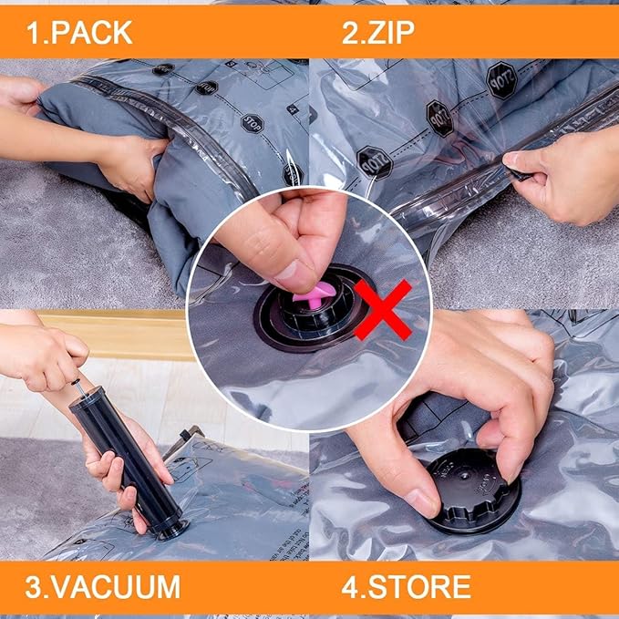 10 Small Vacuum Storage Bags, Space Saver Sealer Compression Bags for Blankets, Comforters, Pillows, Clothes Storage-NeatNest