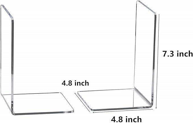 CY craft 6 Pieces/3 Pairs Bookends,Clear Acrylic Bookends for Shelves,Heavy Duty Book Ends and Desktop Organizer,Book Stopper for Books/Movies/CDs,7.3x4.8x4.8 inch-NeatNest