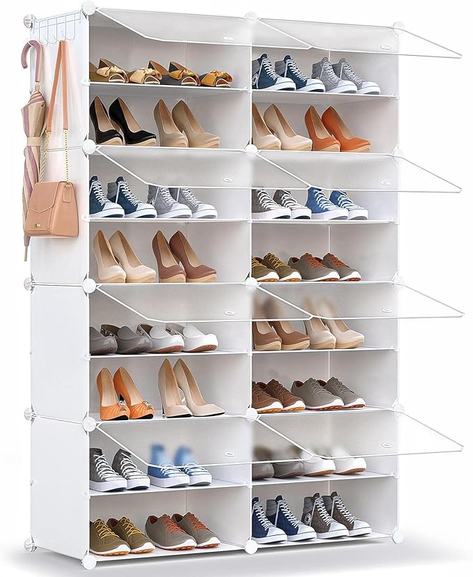 Shoe Storage,32 Pairs Shoe Rack Organizer for Closet Shoe Cabinet with Door Shoe Shelves for Closet,Entryway,Hallway,Bedroom-NeatNest