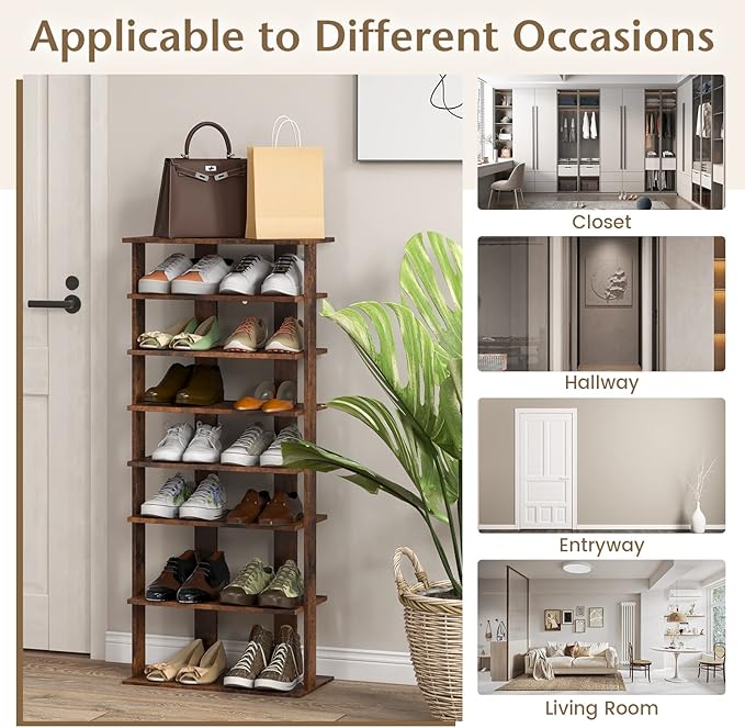 Tangkula 8-Tier Vertical Shoe Rack, Space-Saving Corner Shoe Organizer for 14 Pairs, Narrow Shoe Storage for Entryway, Front Door, or Closet-NeatNest