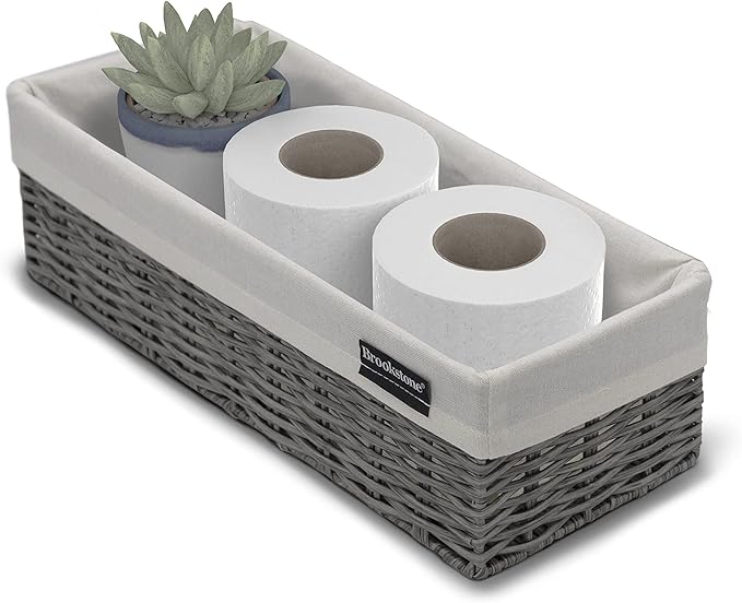 Brookstone Wicker Shelf Storage Basket Decorative Shelf Bin, bathroom organizers and storage, Boho Living Room Decor, Summer Storage 2025 - Single Basket-NeatNest