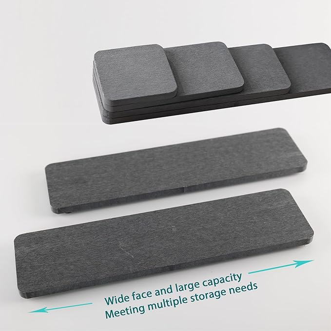 2 Pcs Water Absorbing Stone Trays, Kitchen/Bathroom Sink Soap Dish, Diatomite Tray Used for Hand Soap & Cosmetic Bottles in The Modern Home, 3.15" W x 11.8" L, Dark Gray-NeatNest
