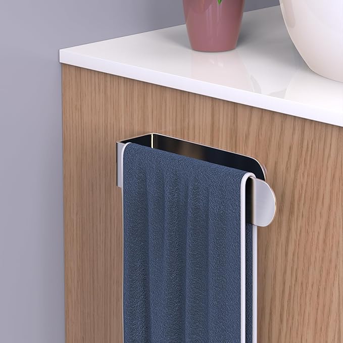 HUFEEOH Hand Towel Holder, Silver Hand Towel Bar, Self Adhesive Bathroom Towel Bar Stick on Wall, Stainless Steel Brushed