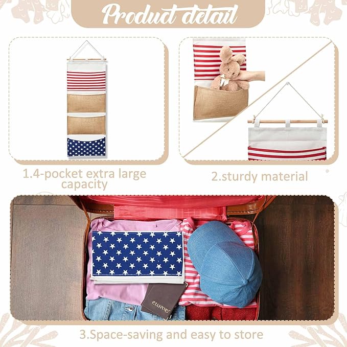 Juexica Fish Extender 32.3 x 13.2 Inch Hanging Pockets 4 Pocket Innovation Storage Bag Hanging Organizer Linen Cotton Wall Storage Bag for Cruise Cabin Door Closet Gifts(1 Pcs)-NeatNest