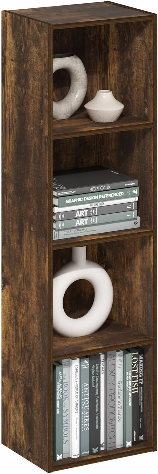 Furinno Pasir 4-Tier Open Shelf Bookcase, Bookshelf, Amber Pine-NeatNest