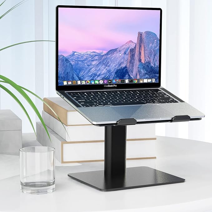BESIGN LSX6 Computer Holder Stand, Ergonomic Adjustable Notebook Riser for Standing Work, Compatible with Air, Pro, Dell, HP, Lenovo More 10-14" Laptops, Black-NeatNest