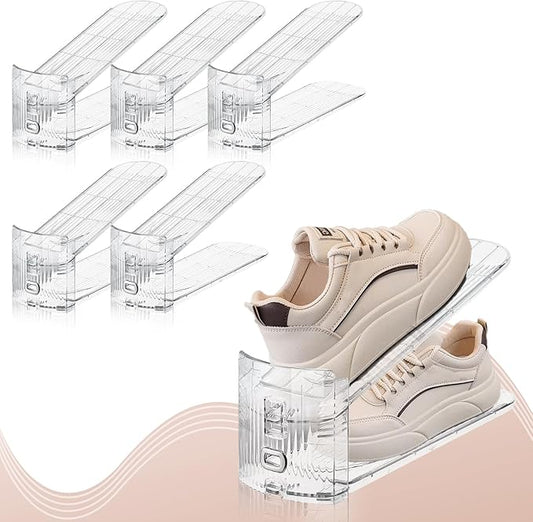Shoe Slots Organizer for Closet,6 Pack Shoe Stacker Shoe Rack Organizer for Closet Space Saver Storage Shoe Holder Organization(Transparent)-NeatNest