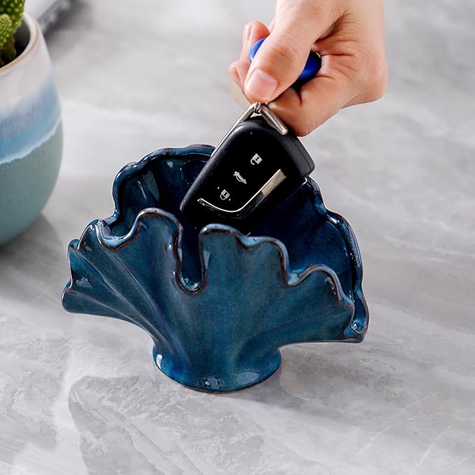 Ceramic Sponge Holder,Sponge Holder for Kitchen Sink,Compact Sink Caddy Organizer-Scouring Pad and Dish Sponge Holders,Farmhouse Kitchens Decor Cute Kitchen Gadgets Accessories(Blue)-NeatNest