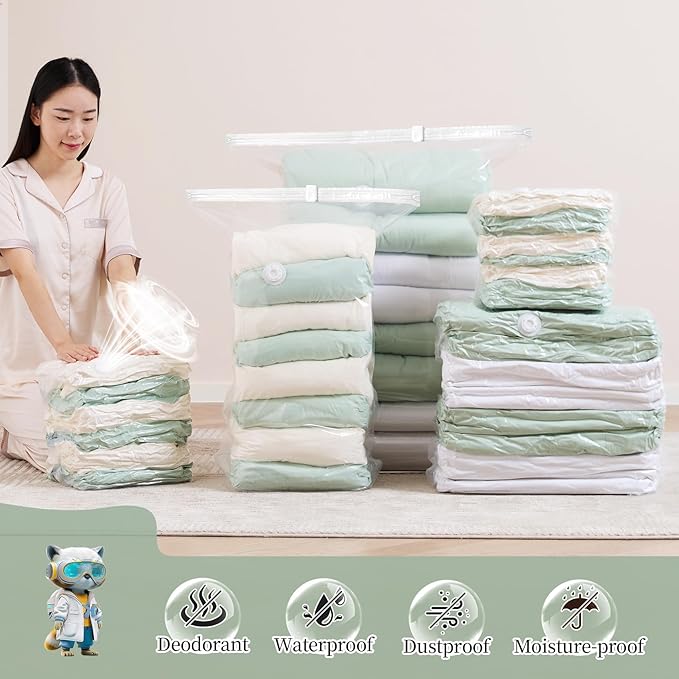 ‌Roqao 5 PACK Cube Vacuum Storage Bags, 19x27x11 Inch Vacuum Seal Bags for Clothing, Blankets, Bedding, Space Saver Vaccine Sealed Storage Bags, Seasonal Storage, Medium-NeatNest