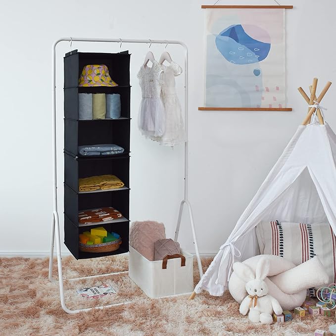 GRANNY SAYS 6-Shelf Hanging Organizer for Closet, Separable to 2 Pack 3-Shelf Hanging Shelves, Hanging Organizer for Bedroom, Black-NeatNest