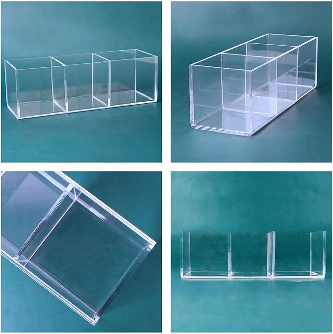 dedoot Acrylic Drawer Organizer, Clear 3 Compartment Makeup Organizer and Storage Small Clear Vanity Organizers for Makeup Brush, Home and Office Supplies, 7x2x2inch-NeatNest