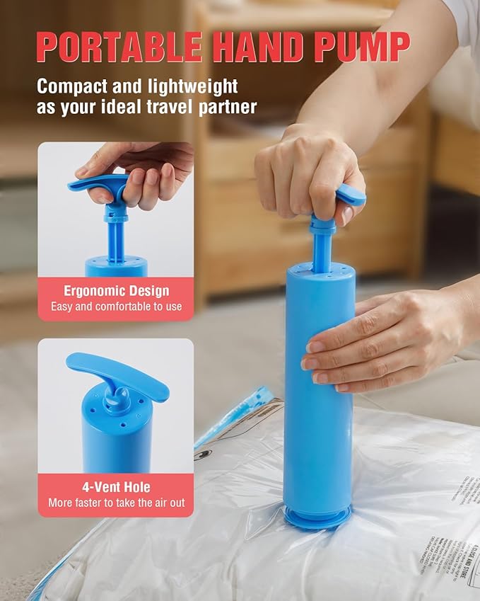 Travel Vacuum Storage Bags with Hand Pump, 16 Pack (4L+4M+4S+4XS) Vacuum Seal Bag Travel Essentials Space Saving Bags for Clothes, Luggage, Carry-on Suitcase, Backpack, Holiday Business Trip-NeatNest