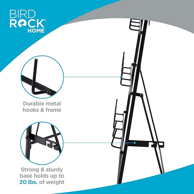 BIRDROCK HOME 14-Hook Mug Rack - Free Standing or Wall Mountable - Coffee Tea Cup Glass Storage Holder - Coffee Bar Display Décor - Decorative Kitchen Organizer - Flat Black Metal Steel-NeatNest