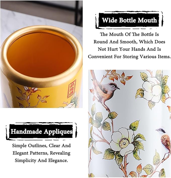 Ceramic Umbrella Stand Living Room Floor-Standing Freestanding Cane Chinese Umbrella Stand Multifunctional Painted Porcelain Vintage Ceramics Flower Vases for Home Office Entrance Indoor(C)-NeatNest