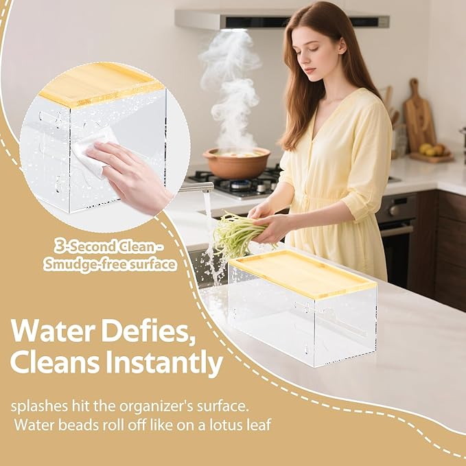 JYPS Stackable Storage Trash Bag Holder With Bamboo Lid, Wall Mounted Garbage Bag Dispenser Holder, Laundry Room Organization,Pantry Organizers and Storage Under Sink Organizer,No Drill,Small