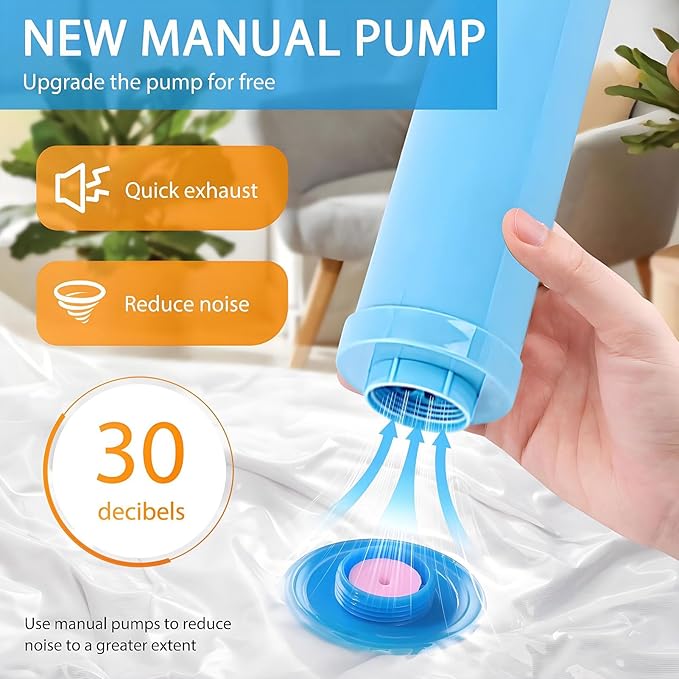 8 Pack Jumbo Vacuum Storage Bags, Vacuum Seal Bags for Clothing with Hand Pump, 80% Space Saver Bags for Clothes, Pillows, Comforters and Blankets, Home Travel Essentials-NeatNest