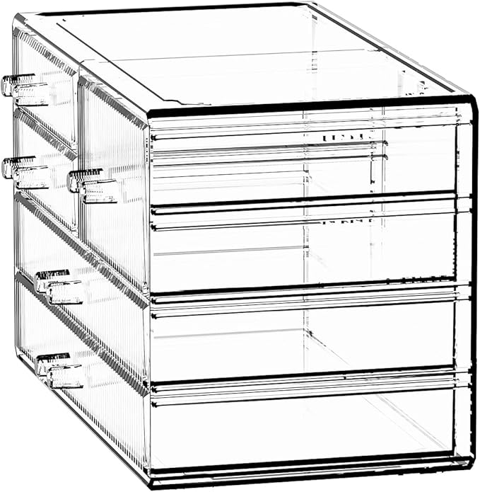 ZHIAI Stackable Storage Drawers, Acrylic Bathroom Counter Organizer Clear Makeup Organizers for Vanity, Kitchen Cabinets, Bathroom, Undersink, Home Organization and Storage (5 Drawers, Pattern E)-NeatNest