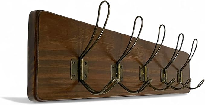 Coat Hanger Wall Mount - 24 Inch Coat Rack with 5 Hooks, Rustic Farmhouse, Handcrafted Pine, Bag, Dog Leash Holder for Wall, Durable Entryway Organizer, Expresso Finish-NeatNest