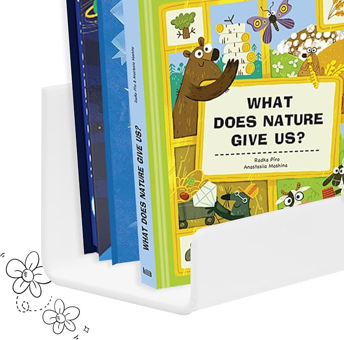 2 Pack Magnetic Book Shelf - Acrylic Reusable Display Panel for Whiteboards, Classrooms & Home, Adhesive-Free Storage with 11lb Capacity (White)