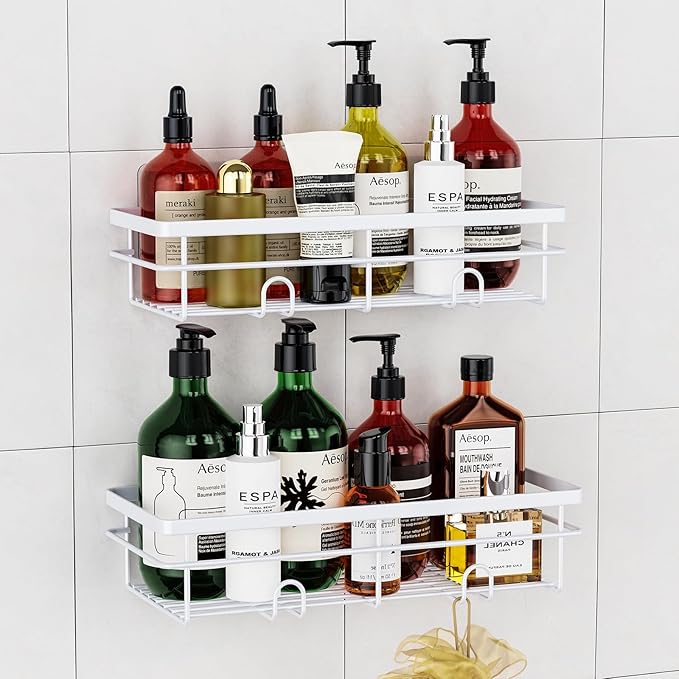 Uamector Shower Caddy Organizer Rustproof - Bathroom Shelves Rack for Home Decor & Storage - Adhesive Wall Shampoo Holders for Inside - Bath Tub Organization