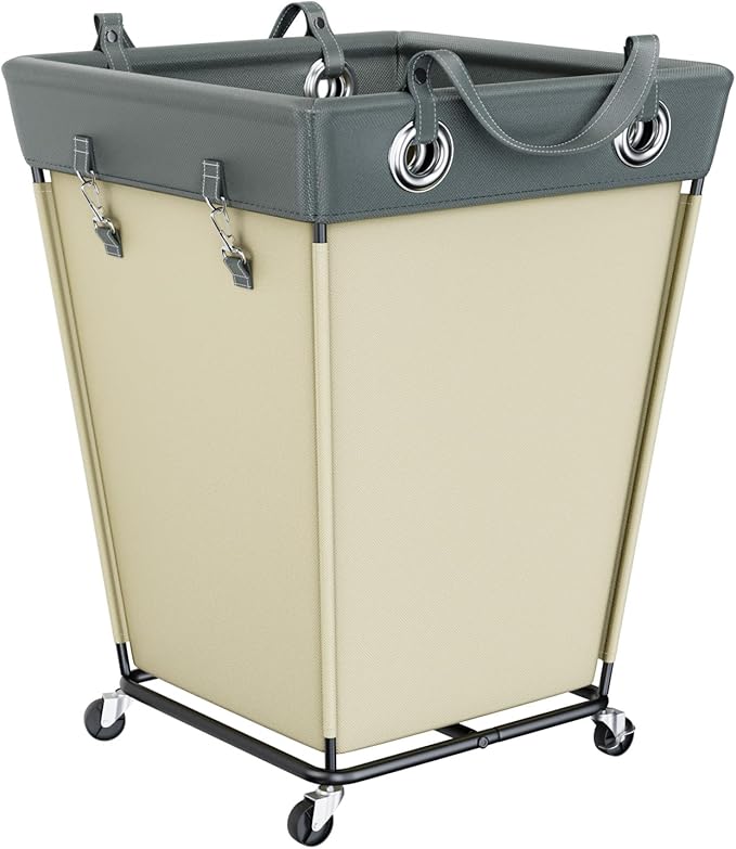 Laundry Hamper with Wheels 210L Large Capacity Hamper Rolling Laundry Basket Extra Large Laundry Cart for Easy Transport Storage Basket Ideal for Dorm Laundry Room Bathroom Beige