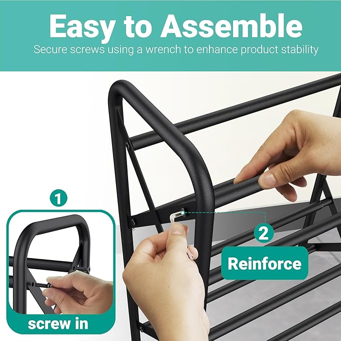 4 Tier Shoe Rack, Adjustable Shoe Organizer for Closet,Shoe Rack for Front Door Entrance, Free Standing Shoe Holders, Easy to Assemble-NeatNest