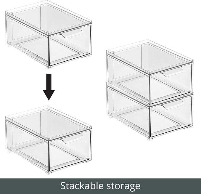 Clarity Pantry Stacking Drawer 8 x 6 x 4 M8 (Pack of 8) - Clear-NeatNest