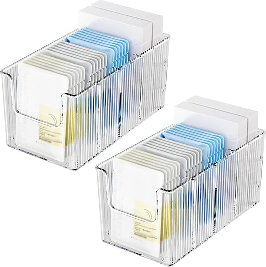 2 Pack Extra Thick Acrylic Makeup Organizer with Removable Dividers - Waterproof Bathroom Storage for Sheet Masks/Essences/Cosmetics, Clear Visible Design, Space-Saving Vanity Organizer-NeatNest