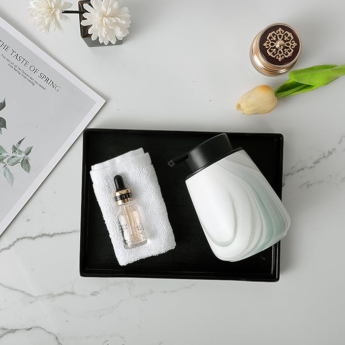 12Oz Foam Hand Soap Dispenser - Modern Ceramic Foaming Soap Dispenser with Easy-to-Press Pump, Reusable and Refillable Liquid Dish Soap Dispensers for Bathroom & Kitchen, Marble Green-NeatNest
