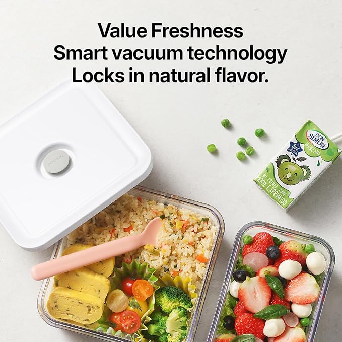 Premium Airtight Food Storage Container. Meal Prep 0.85qt 5pc/Set. 4pcs Container and Vacuum Sealer. Patented Double Silicone Lining, 100% Leak Proof, BPA-FREE