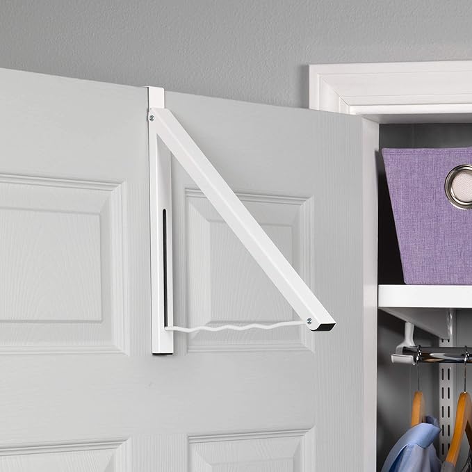 HOLDN’ STORAGE Over The Door Hanger - Single Foldable Rack Organizer for Hanging Clothes, Coats & Towels, Ideal for Dorm Rooms, Laundry, Bathrooms, Etc - Holds up to 20 LBs, Collapsible - White