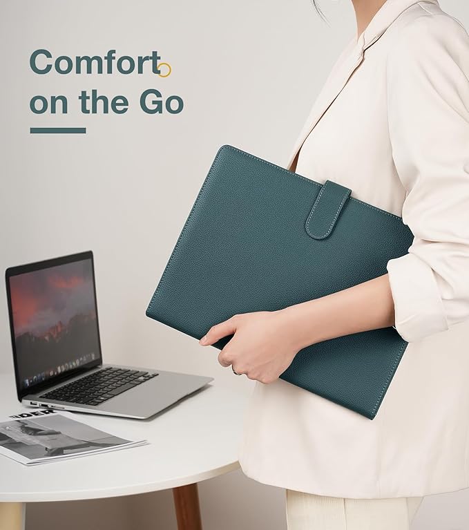 Clipboard Folder Padfolio A4, Mymazn Writing Portfolios Faux Leather Clipboards with Cover for Legal Pad Holder Letter Size 8.5 x 11 for Business Conference Notepad Clip Board (Gray Green)-NeatNest