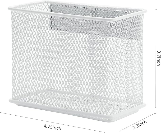 dedoot Magnetic Pencil Holder, Locker Pencil Holder Strong Magnetic Holder for Whiteboard Marker, 4.7x2.3x3.7inch Black Mesh Magnetic Holder for Fridge, Sponge, Recipe, Beverage,White-NeatNest