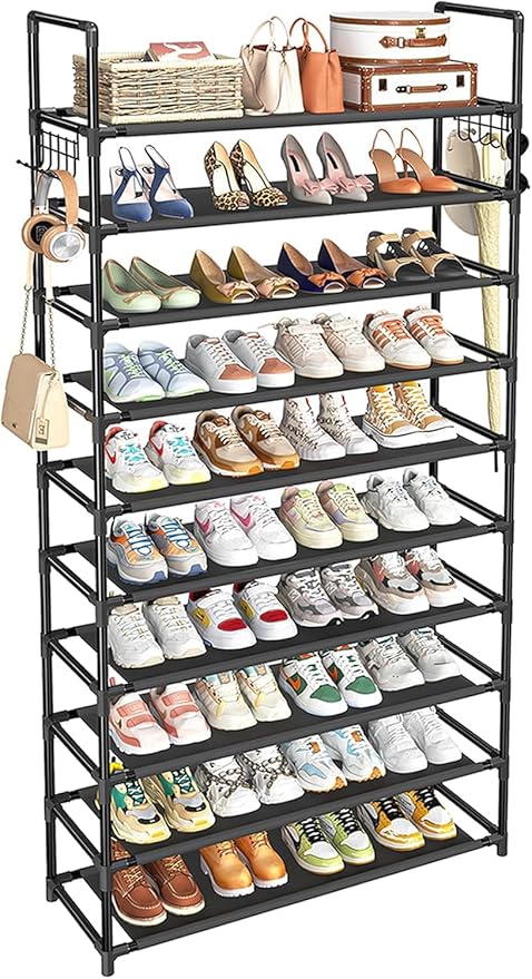 Simple Trending Shoe Rack Storage Holds 40 Pairs, Large Capacity Tall Shoe Organizer Shelf for Closet Entryway, Black-NeatNest