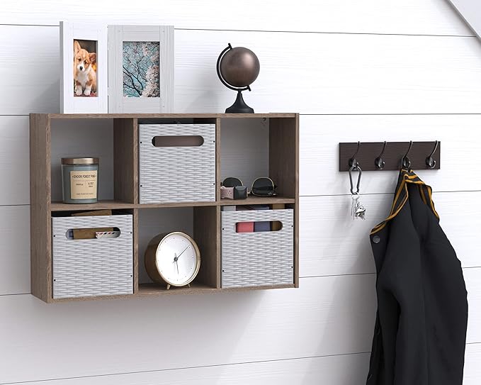 ClosetMaid Mini 6-Cube Desktop or Wall Mount Organizer, Weathered Teak-NeatNest