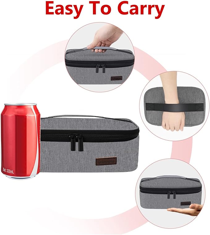 Gloppie Small Lunch Bag, Mini Lunch Box for Adults & Kids - CPC Certified, Food-Grade Lining | Portable Cooler for Work, School, Travel, (Grey)-NeatNest