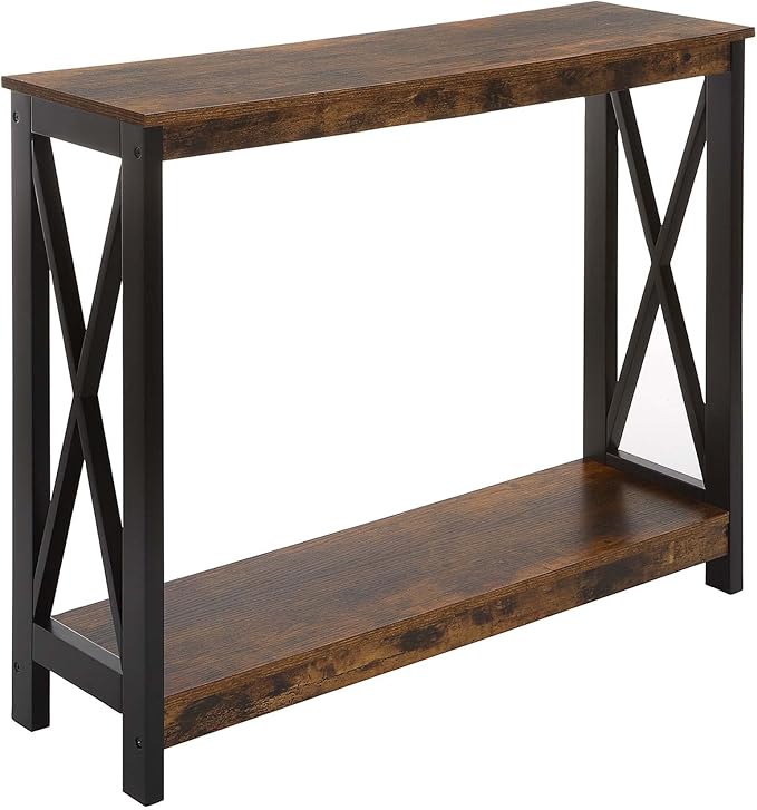 Convenience Concepts Oxford Console Table 39.5" - Sofa Table with Storage Shelf, Transitional Entryway Hall Table for Living Room and Bedroom, Display Foyer Table, Barnwood/Black-NeatNest