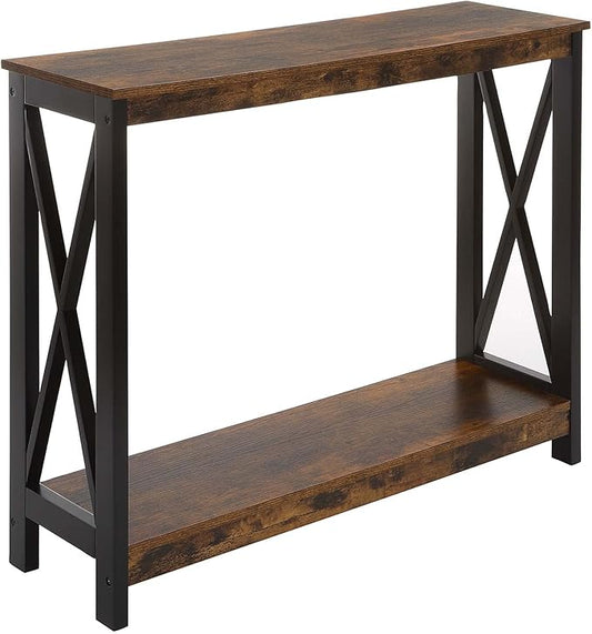 Convenience Concepts Oxford Console Table 39.5" - Sofa Table with Storage Shelf, Transitional Entryway Hall Table for Living Room and Bedroom, Display Foyer Table, Barnwood/Black-NeatNest