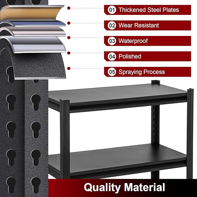 1050LBS Storage Shelves 3 Tier Garage Shelving, Heavy Duty Adjustable Metal Shelves Unit, Easy Assembly Garage Shelving Unit for Industrial, Warehouse, Basement-NeatNest