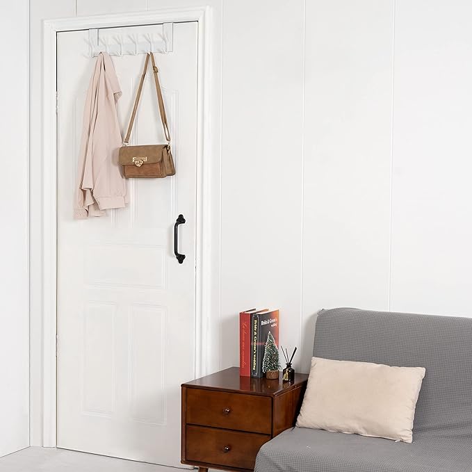 WEBI Over The Door Hook White,Over The Door Towel Rack,Door Hanger,Door Coat Towel Hanger,Door Coat Rack for Hanging Clothes,Jacket,Back of Bathroom,2 Packs
