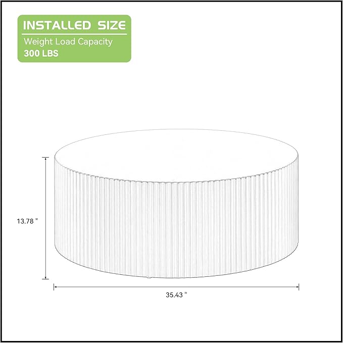 KEVINSPACE Round Coffee Table Modern CoffeeTable CoffeeTables for Living Room Round WoodCoffeeTable CircleCoffee Tables LargeRound Coffee TableBedroom Office No Assembling Ø35.43" x 13.78"H Black