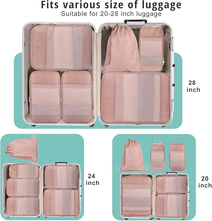 Expandable Compression Packing Cubes for Suitcases,6 Set Lightweight Compressible Travel Packing Organizer for Carry on Suitcase,Organizer Bags Set as Travel Essentials for Women-NeatNest