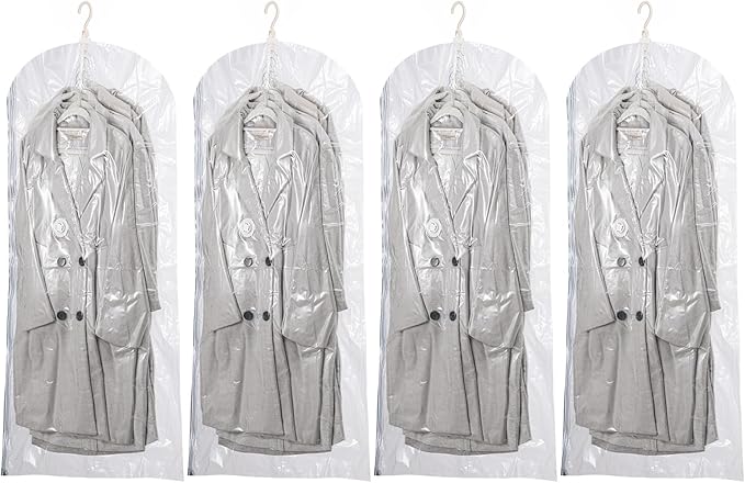 Hanging Vacuum Storage Bags, 4 Pack (41.3 x27.6 inch), Vacuum Seal Bags for Clothing, Garment Storage for Jacket, Suits, Dresses, Closet Oragnization and Storage-NeatNest