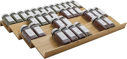 Bamboo Spice Rack Drawer Organizer - 8 Pieces Set- 11" Wide Per Piece - Combine Pieces Into 22" Wide Rack (11" or 22")-NeatNest