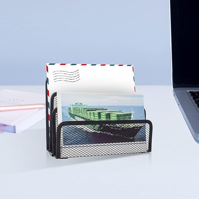 wishacc Desk Mail Organizer Small File Holders Letter Metal Mesh Document/Filing/Folders/Paper Organizer for Desktop-NeatNest