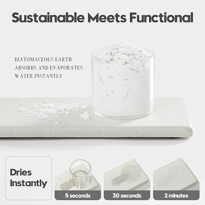 2PCS 7"x3.5" Water Absorbing Bathroom Sink Vanity Trays, Diatomite Stone Quick Drying Mat for Kitchen Counter, Dish Rack Dispenser Sponge Holder Caddy Organizer, Beige, 7"x3.5"-NeatNest