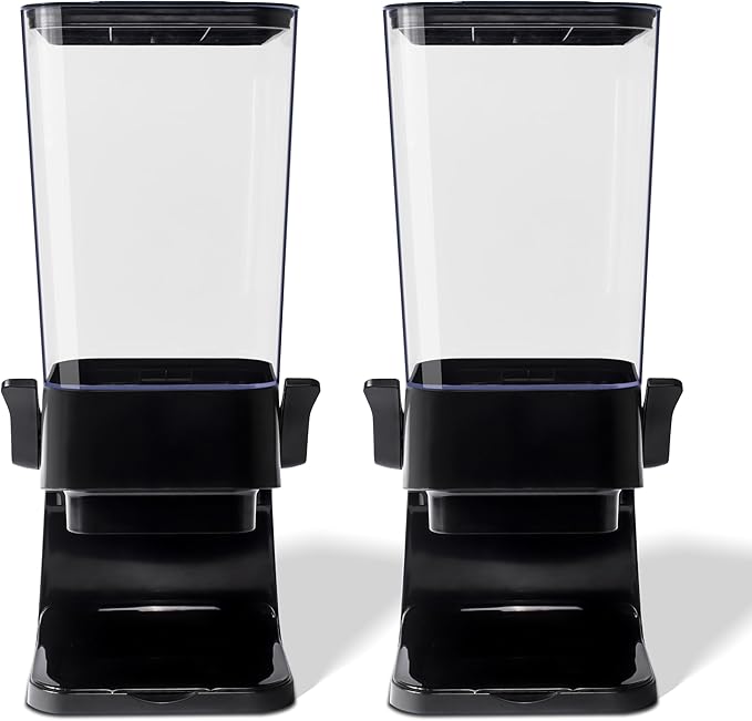 Cereal Dispenser Countertop, 5L Kitchen Organization Cereal Containers Storage, Desktop Candy Dispenser Plastic Cereal Dispenser, Snack Containers Can Hold Granola, Dry Food, nut, Grain (Black, 2Pc)-NeatNest