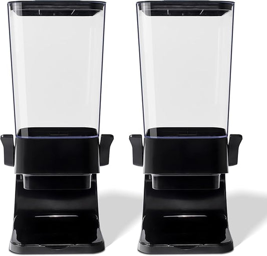 Cereal Dispenser Countertop, 5L Kitchen Organization Cereal Containers Storage, Desktop Candy Dispenser Plastic Cereal Dispenser, Snack Containers Can Hold Granola, Dry Food, nut, Grain (Black, 2Pc)-NeatNest